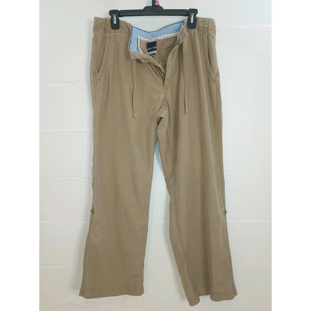 Gap Linen Cotton Canvas Straight Leg Roll Tab Utility Pants Drawstring Pocket 34 - Picture 6 of 16